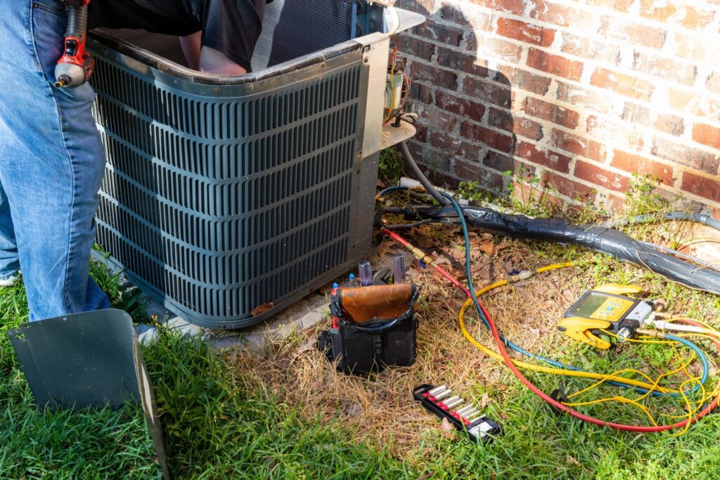 Maintenance on air conditioner unit